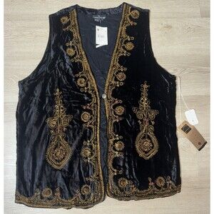 NWT Carole Little Black 100% Rayon Vest Plus Size 2XL $88 MSRP Made In India